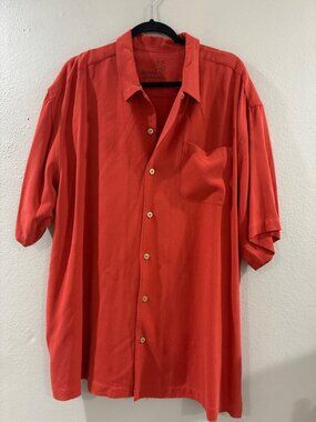 Tommy Bahama short-sleeve shirt made of 100% silk coral orange color size XL